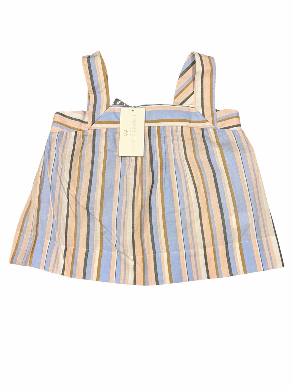Caroline Constas Striped Cotton Tank Top & Shorts Set Blue Cream S NWT - Picture 3 of 9